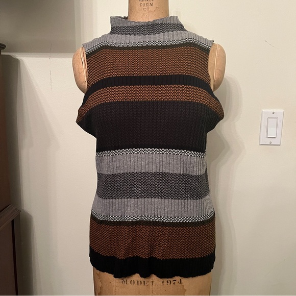 Sancturary Vivienne Turtleneck Knit Striped Sweater Tank Top - Picture 2 of 7